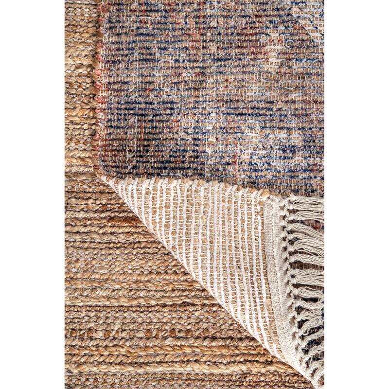 Nuloom Multi Handmade Traditional Boho Rustic Chic Medallion Tassel Frame Area Rug
