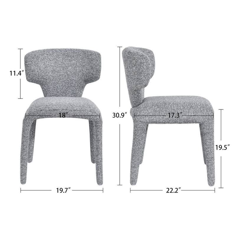 Modern 19.5" W Upholstered Boucle Woven Plush Dining Chair Iron Legs