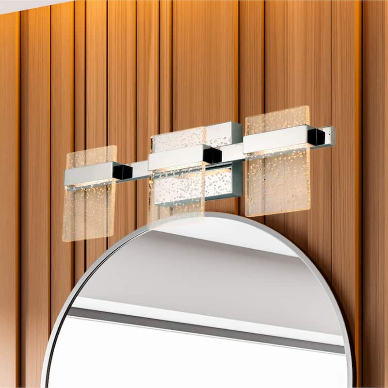 Madrona 3-light LED Bath and Vanity Light with Clear Seedy Acrylic