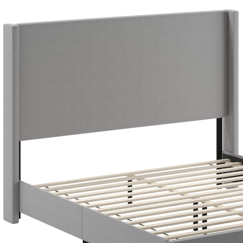Modern Upholstered Platform Bed with Channel Stitched Headboard
