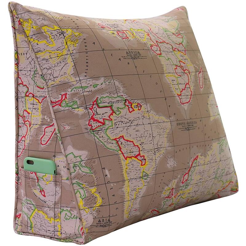 Bed Rest Reading Wedge Pillow Sofa Back Support Lounge Cushion Adult - Tan Map