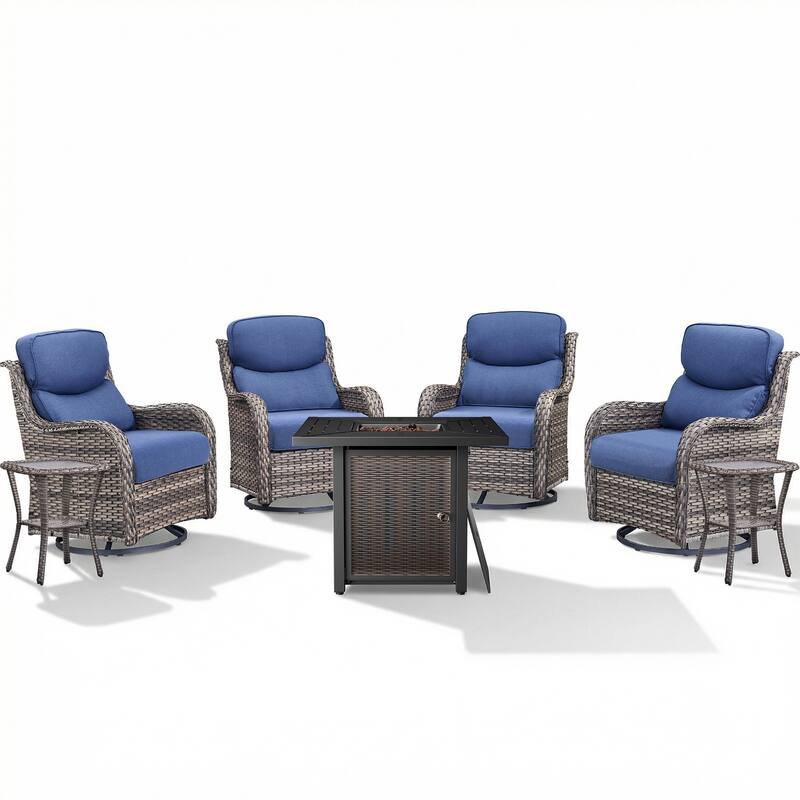 Pocassy 30 In Outdoor Fire Pits with Patio Sofa Swivel Glider Chari Furniture.