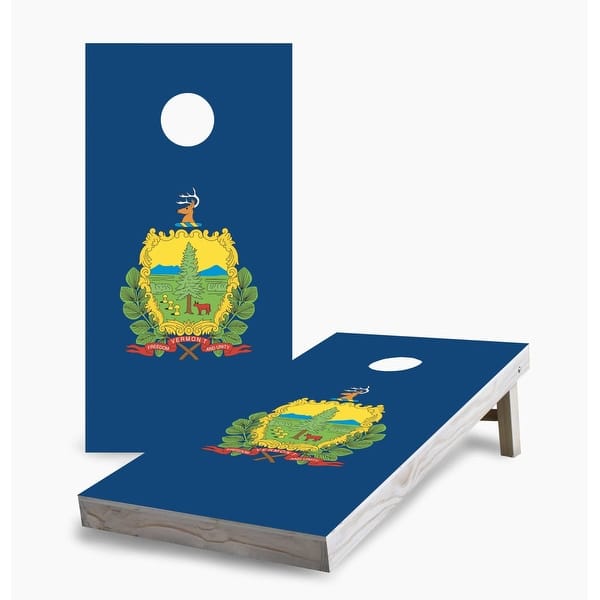 slide 2 of 7, Vermont State Flag Cornhole Game (Choose Wraps or Boards) 2x4 Boards (24" x 48") - Include ALL Accessories