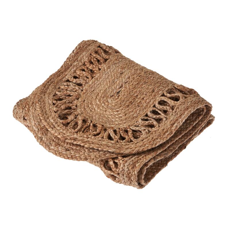 Sevita Natural Fiber Braided Border Jute Table Runner - 16" x 80"