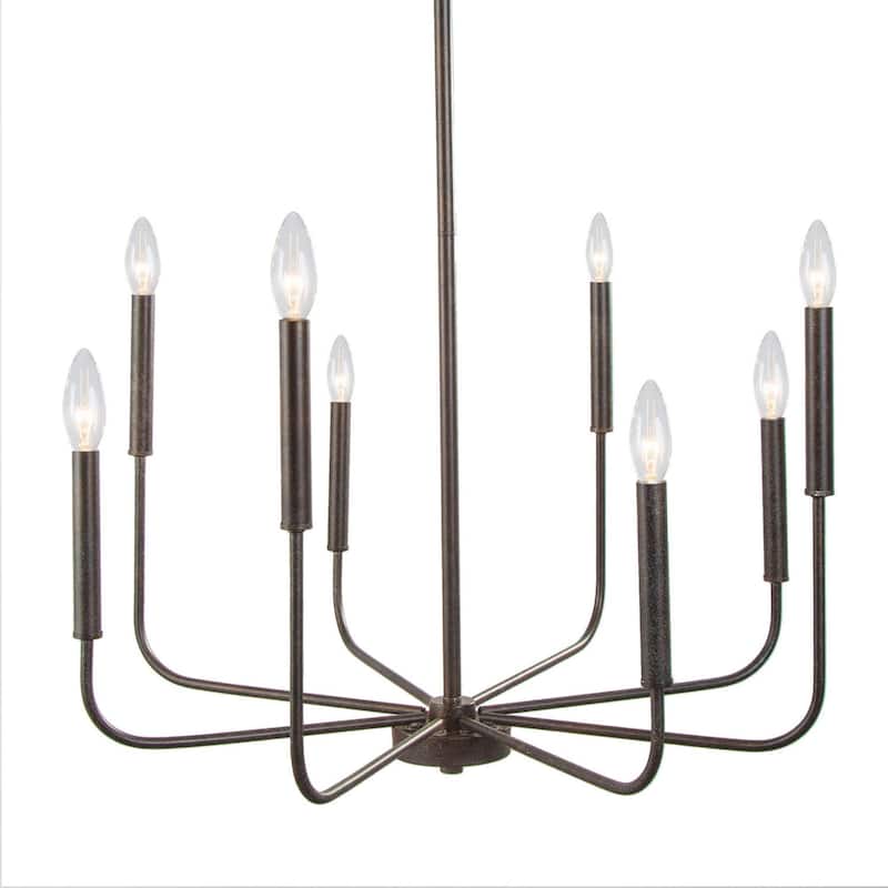 Modern Farmhouse 8-Light Black Chandelier French Country Candle Ceiling Light for Dining Room - D26"xH35.5"