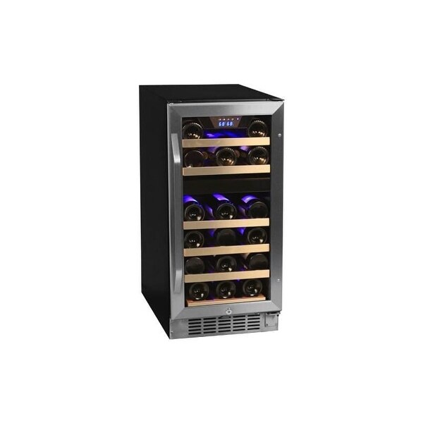 EdgeStar CWR262DZ 15 Inch Wide 26 Bottle Built-In Wine Cooler with Dual Cooling Zones
