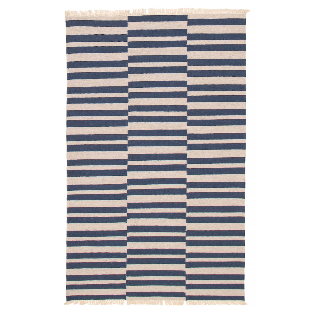 Ankara FW Navy, Grey Kilim 4'10" x 8'1" - 4'10 x 8'1