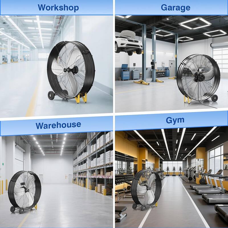 36" Industrial 2-Speed 450W Adjustable High Velocity Portable Drum Fan with Wheel