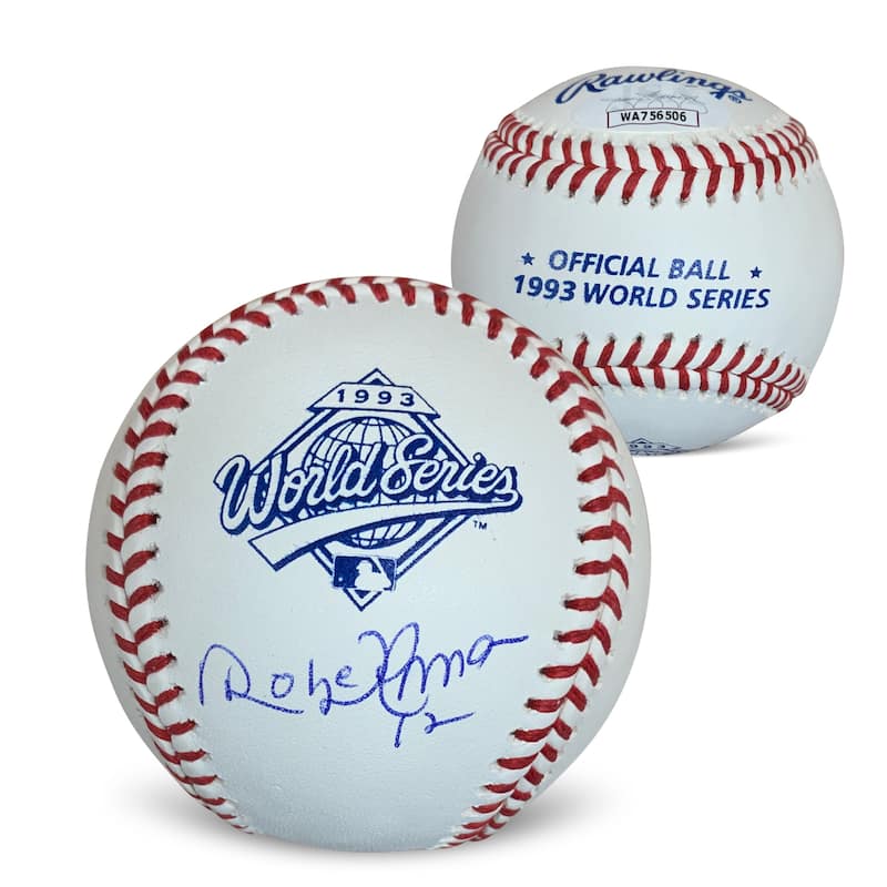 Roberto Alomar Autographed Toronto 1993 World Series Signed Baseball JSA COA With Display Case - 8'6" x 11'6"