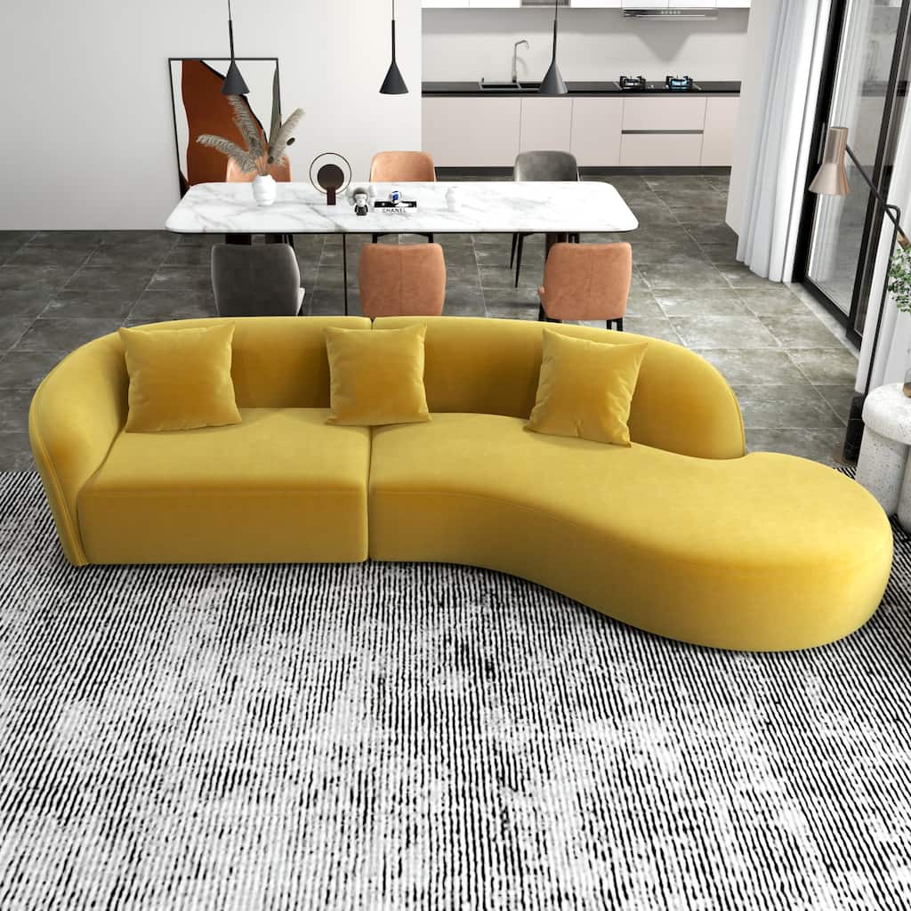 Gallar Japandi Style Luxury Modern Velvet Curved Sofa