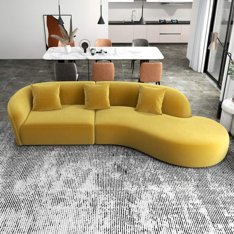 Gallar Japandi Style Luxury Modern Velvet Curved Sofa