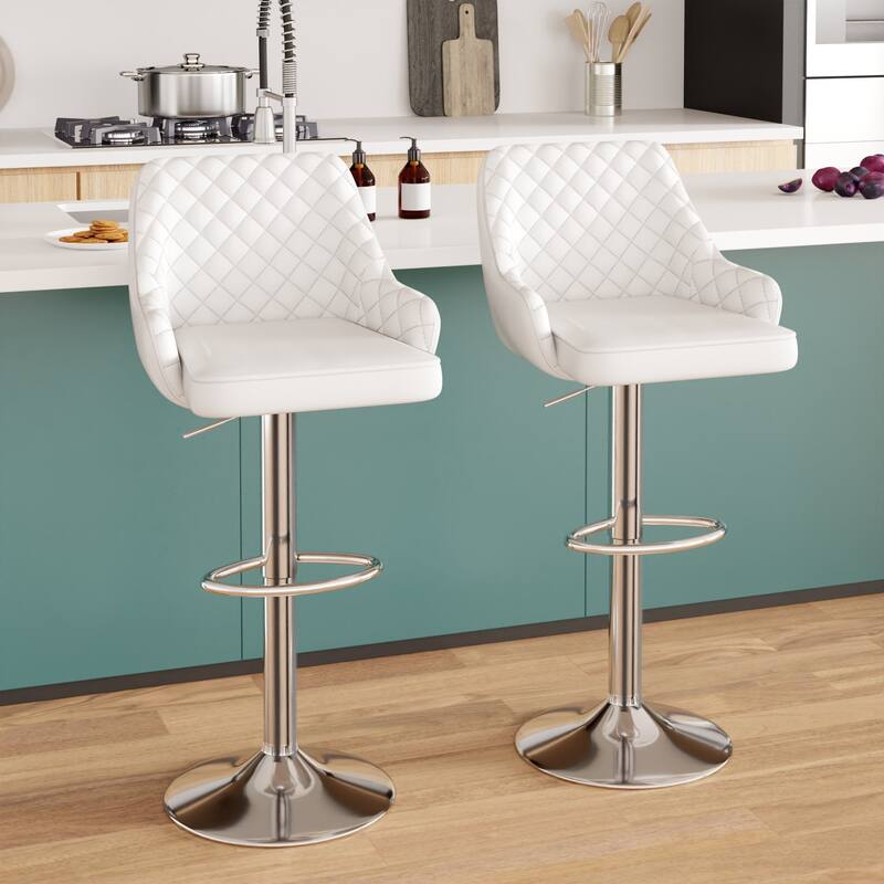 VECELO 2 Pack/4 Pack Modern PU Leather Swivel Bar Stools with Adjustable Height and Footrest for Kitchen Island Living Room