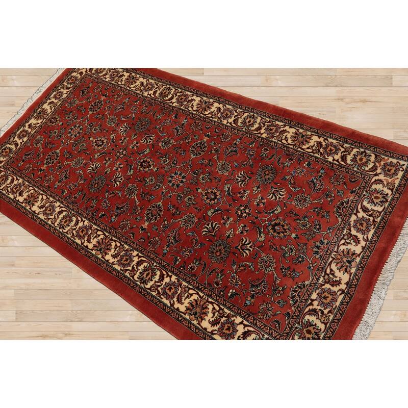 3'5''x6'3'' Hand Knotted Wool Burnt Orange 300 KPSI Plush Pile Rug - 3' 5'' x 6' 3''