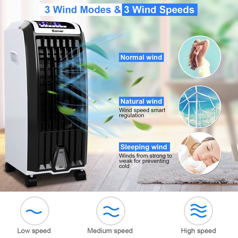 Costway Evaporative Portable Cooler Fan Anion Humidify W/ Remote