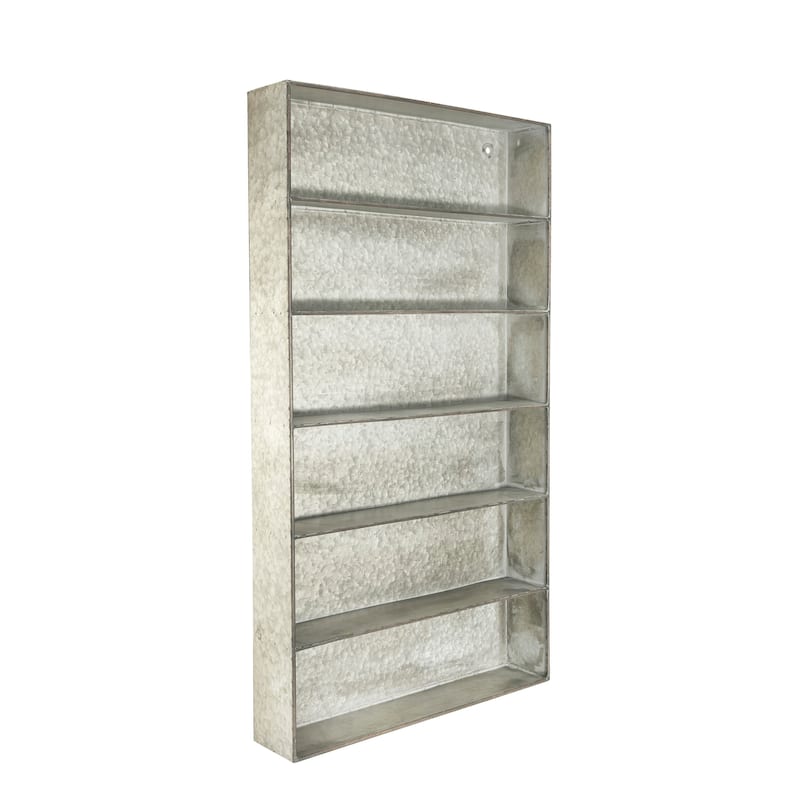 Distressed Grey Metal 6 Tier Wall Shelf