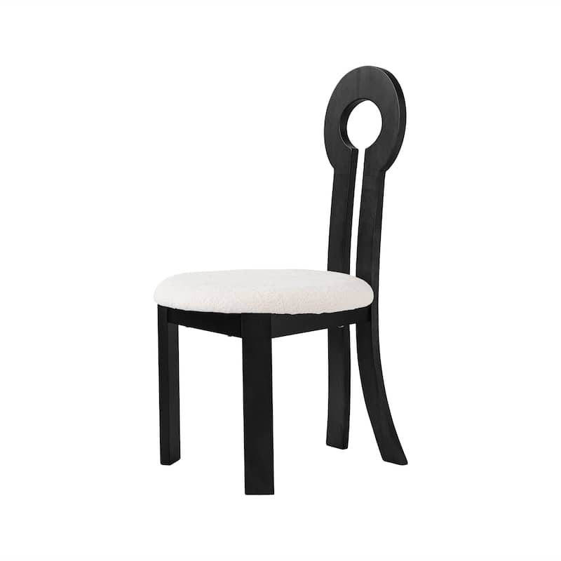 Modern Berber Fleece Upholstered Dining Chair Solid Wood Dining Chair ( Set of 2)