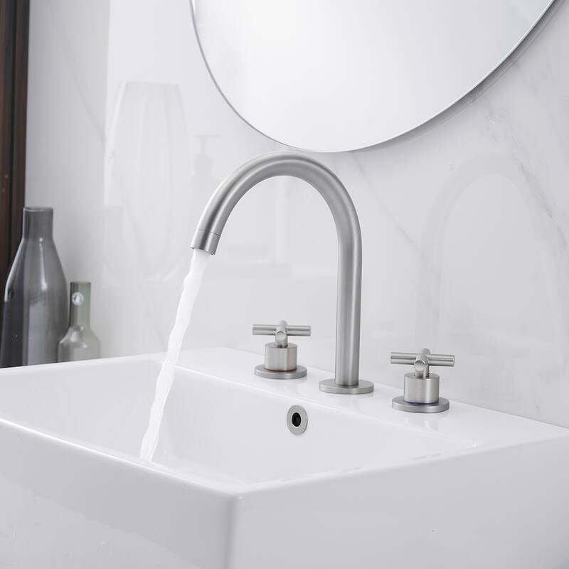 Widespread Bathroom Faucet 3-Hole Double Handle Vanity Tap with Pop-Up Drain