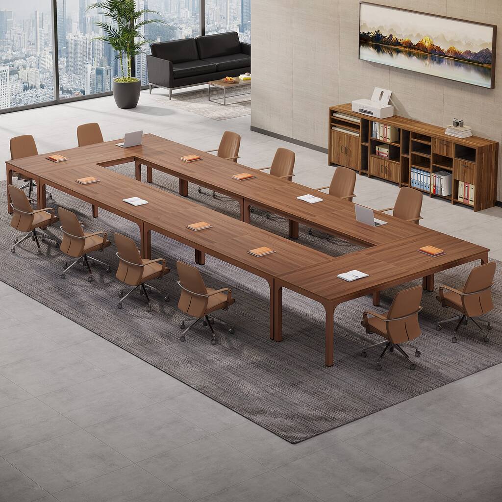 Modern Office 13FT Conference Table Set of 6, Large Rectangle Meeting Table, 78.74-Inch Long Business Seminar Table