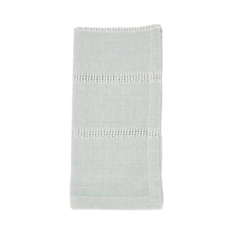 Leno Stripe Elegance Napkin (Set of 4) - Set of 4 - Blue- Grey