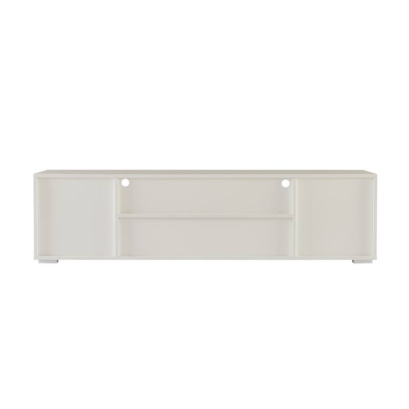 GDF Studio - Modern Particle Board TV Stand with LED Remote Lighting, Storage Cabinets & Open Shelves