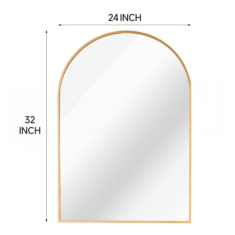 24x32 Inch Metal Framed Arched Bathrrom Mirror