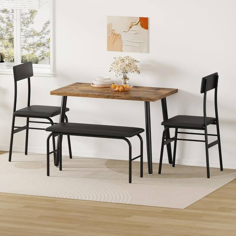 4 Piece Space-Saving Kitchen Dining Table Set for 4 for Studio, Kitchen, Dining Room