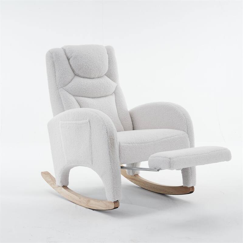 Ergonomic Fabric Nursery Rocking Chair With Adjustable Footrest
