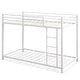preview thumbnail 11 of 18, Gymax Twin Over Twin Low Metal Bunk Bed with Ladder Guardrails for White