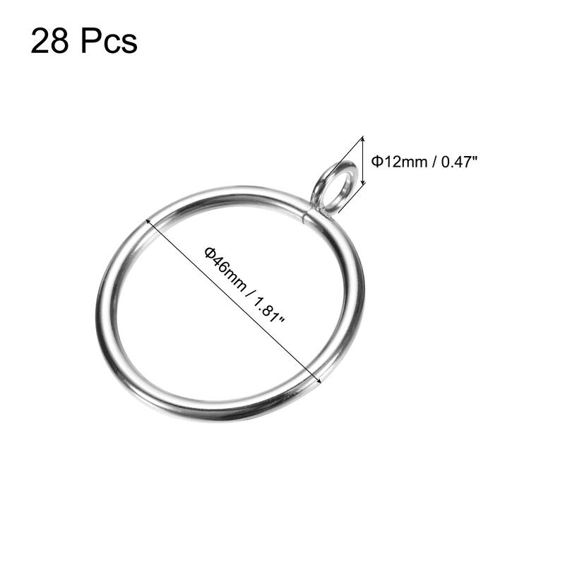 28 PCS Curtain Rod Rings with Eyelets - Silver - 1.5 Inch