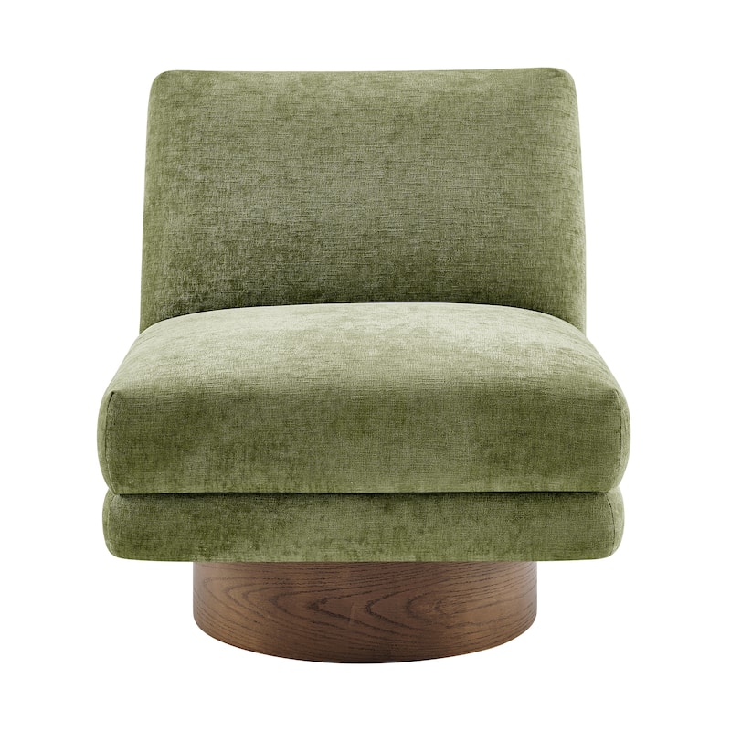 NPD Furniture Zenda Fabric Swivel Accent Chair with Wooden Base
