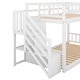 preview thumbnail 23 of 21, Twin over Twin Floor Bunk Bed with Double Guardrails, Staircase with Banisters, and Ladder Storage, Grey