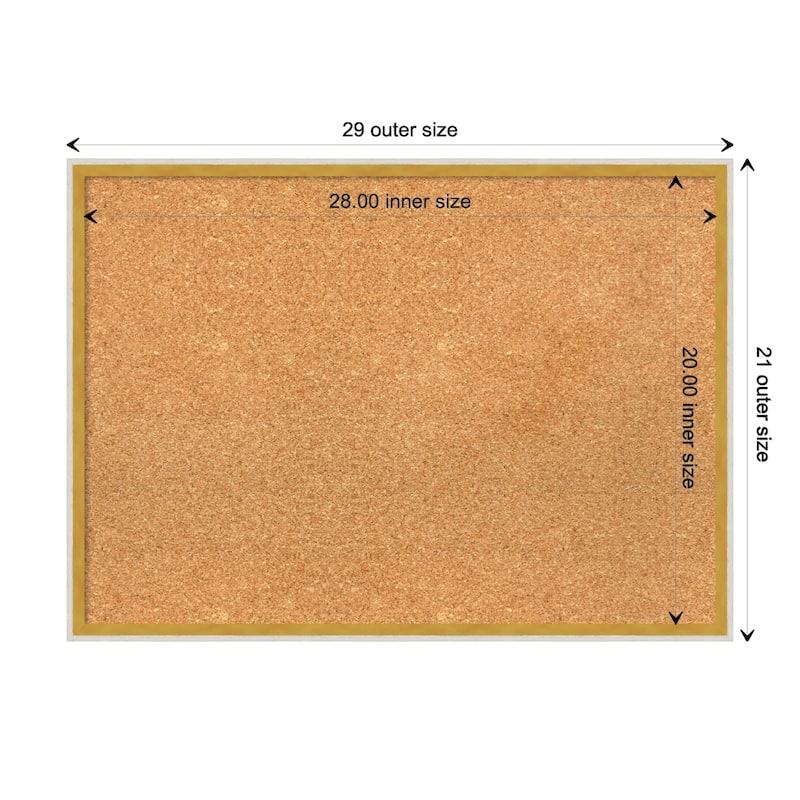 Paige Wood Framed Natural Corkboard Bulletin Board - Paige White Gold - Board Size 28x20
