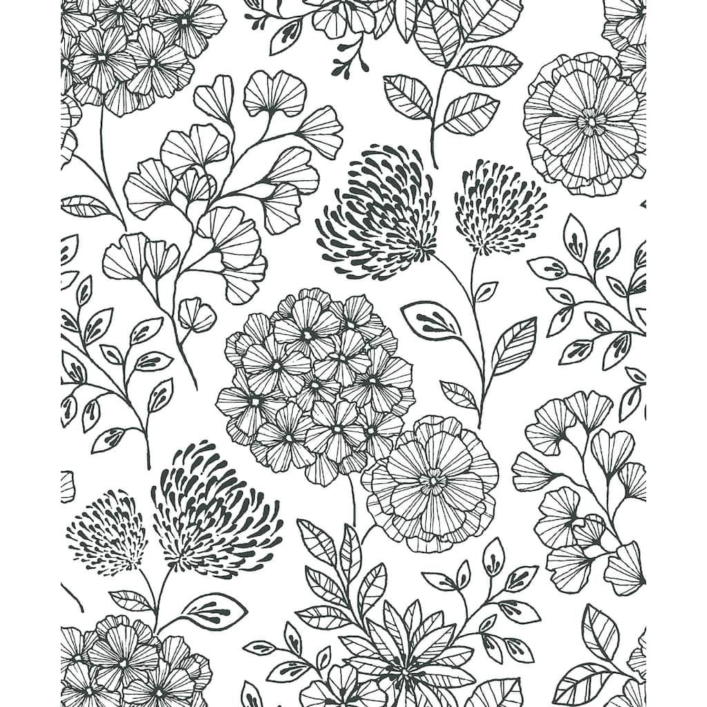 Scott Living Ada Black Floral Wallpaper