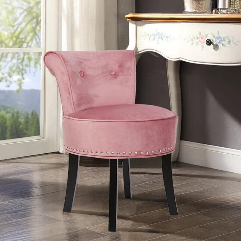 Thick Padded Makeup Vanity Stool Chair with Low Back