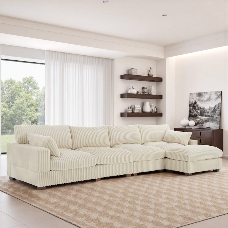 Oversized Plush Modular Sectional Sofa Couch with Ottoman