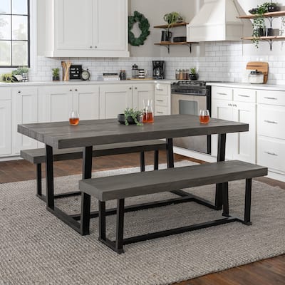 Middlebrook Solid Wood 3-Piece Dining Set with 60-inch Benches
