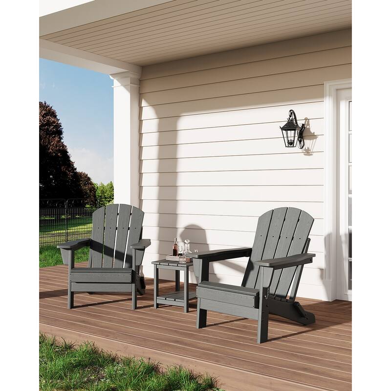 Folding Adirondack Chair, Outdoor Wooden Lounge Chair, Modern Lounger Adirondack Chair Ergonomic Extended Backrest