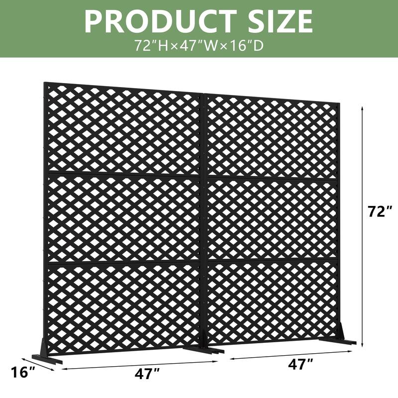 Outdoor Rectangle Privacy Screens Metal Screen Fence Panel Set of 2