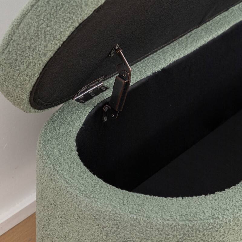 Modern Glam Teddy Fabric Upholstered Storage Ottoman Bench