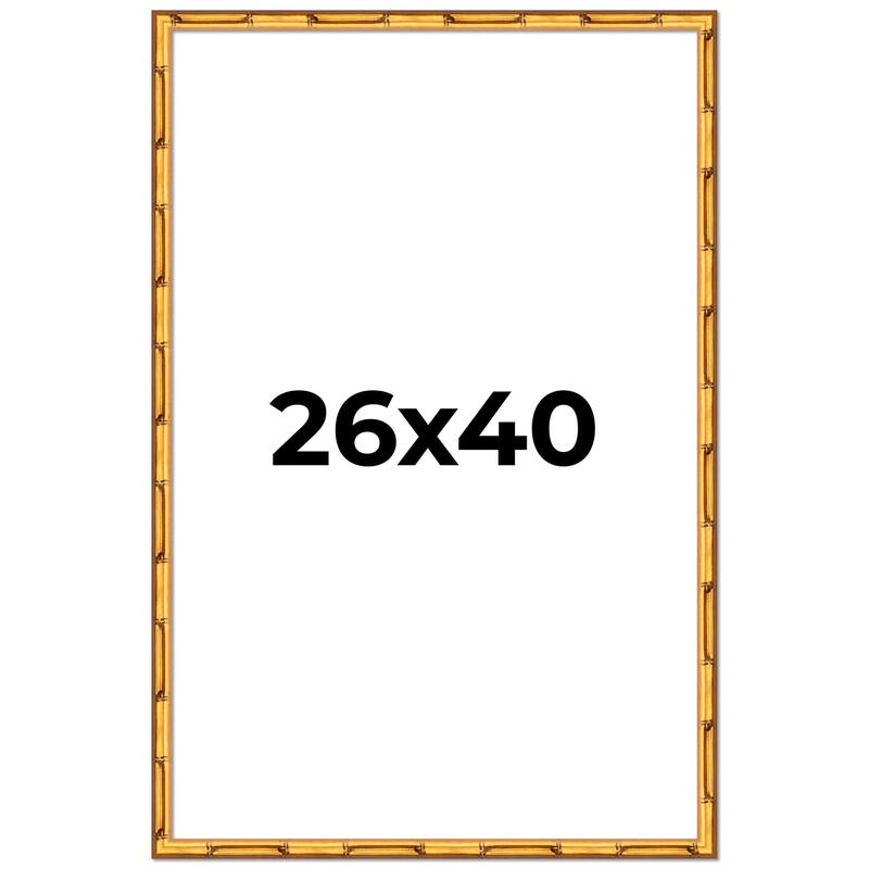 26x40 Frame Gold Bamboo Picture Frame Modern Photo Frame Includes UV Acrylic Shatter Guard Front Acid Free Foam Backing Board