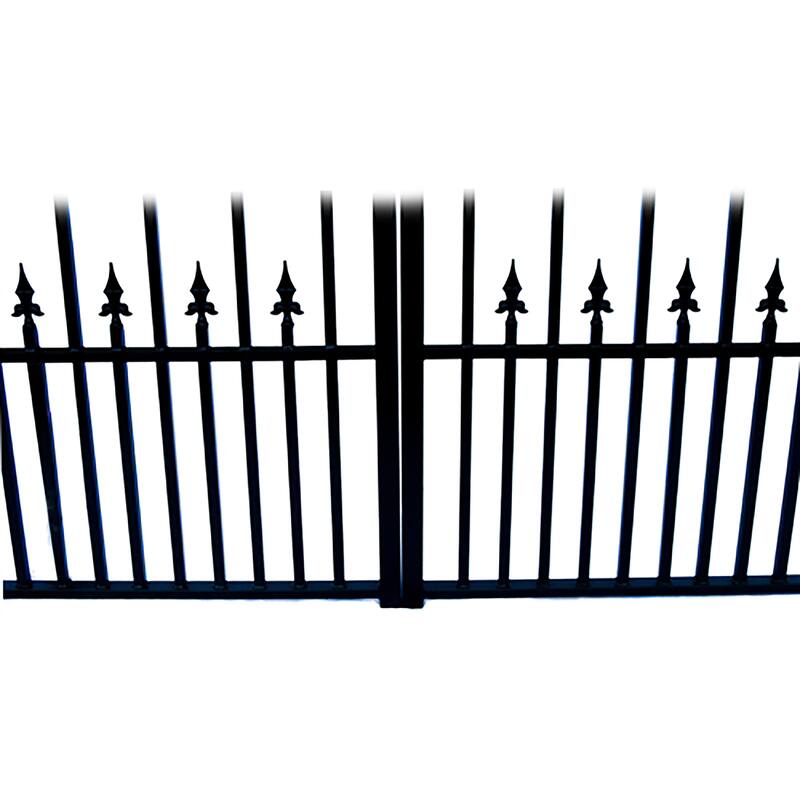 ALEKO Dual Swing Steel Driveway Gate 18 ft Prague Style with Pedestrian Gate
