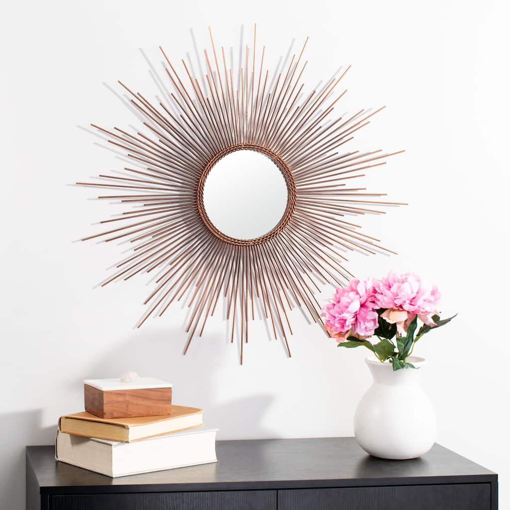 SAFAVIEH Chelsi 30-inch Copper Sunburst Round Mirror - 30" W x 1" L x 30" H - 30Wx1Dx30H