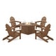 preview thumbnail 10 of 9, POLYWOOD Classic Adirondack 5-Piece Conversation Set with Fire Pit Table Teak