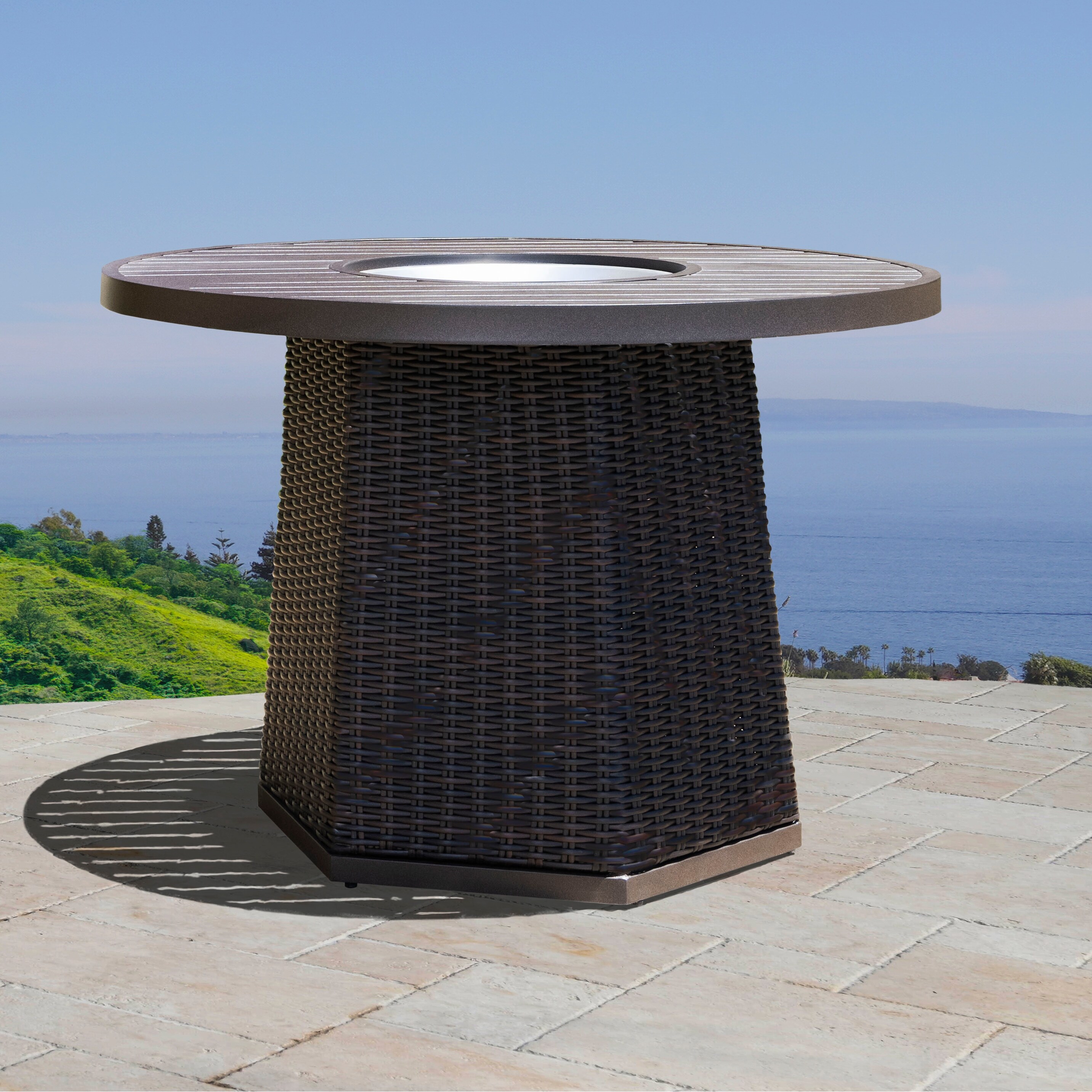 Abbyson Cassidy Brown High Top Fire Dining Table
