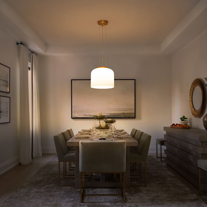 Single Light LED Pendant with Milky White Glass Shade Dimmable Modern