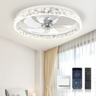 20 in. Ceiling Fans with Lights and Remote, Dimmable LED Low Profile Ceiling Fan,Stepless Color Temperature Change & 6 Speeds