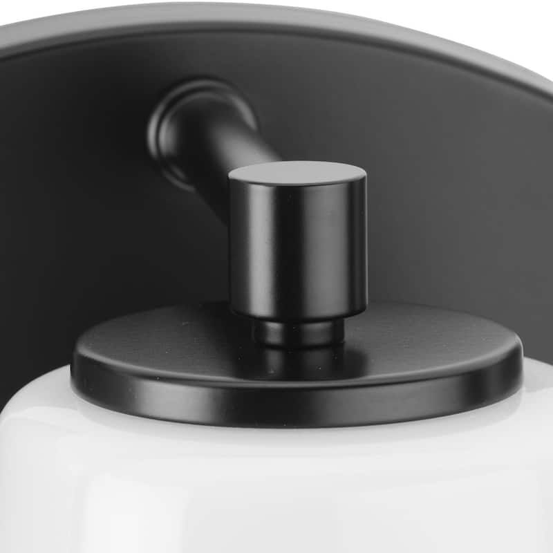 Haven Collection One-Light Matte Black Opal Glass Luxe Industrial Bath Light - 4.75 in x 6.75 in x 7.87 in
