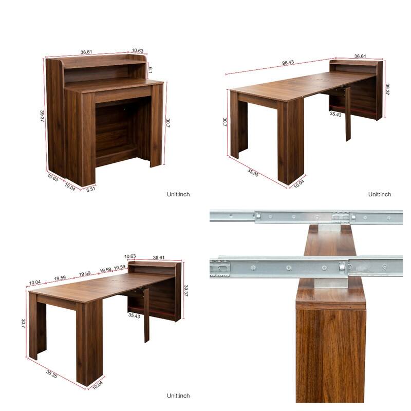 Foldable Dining Table for 6-12 People, Extends to 118 inchConsole Table Space Saving Dinette
