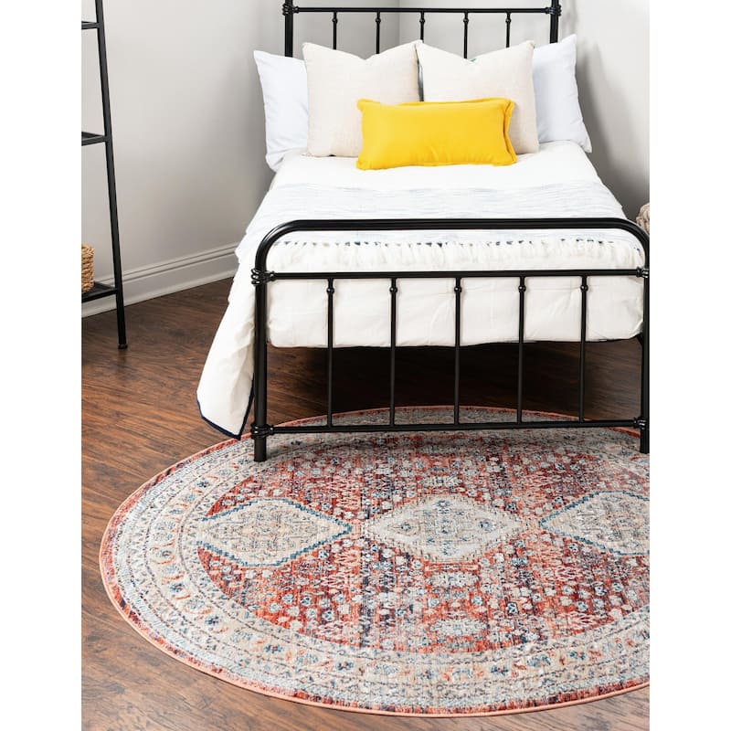 Traditional Haifa Collection Area Rug - Red - 10'2" Round