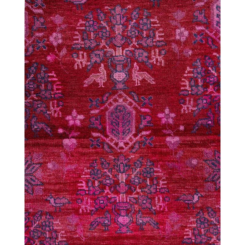 Overton Handknotted Wool Vintage Inspired Contemporary Overdyed Red Area Rug - 15' 3" x 12' 2"